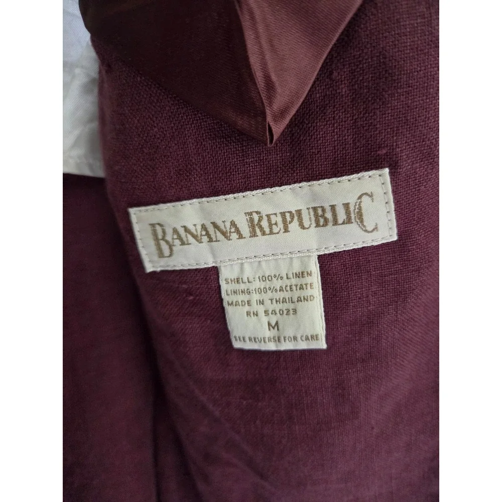 Banana Republic Mens 100% Linen Blazer Plum Size M Derby Preppy Sport Coat